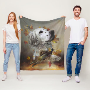 Englischer Setter mit Fasanen, Kunst Fleecedecke