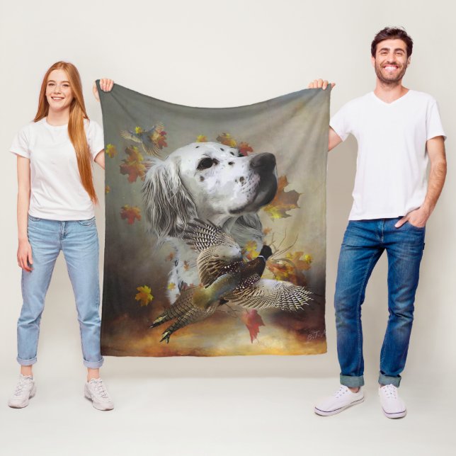 Englischer Setter mit Fasanen, Kunst  Fleecedecke (Beispiel)