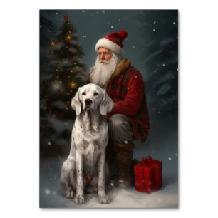 Englischer Setter mit Weihnachtsmann Festive Weihn Tischnummer