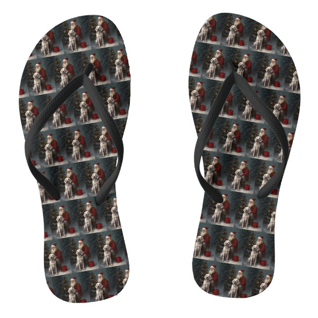 Englischer Setter mit Weihnachtsmann Weihnachten Flip Flops (Fußbett)