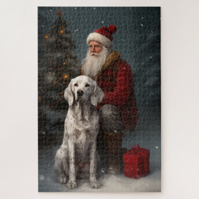 Englischer Setter mit Weihnachtsmann Weihnachten Puzzle (Vertikal)