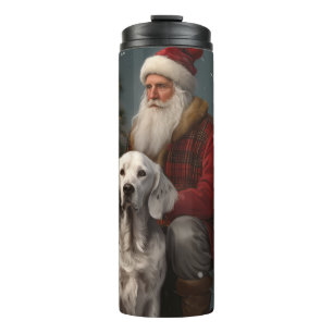 Englischer Setter mit Weihnachtsmann Weihnachten Thermosbecher