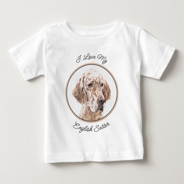 Englischer Setter Orange Belton Malerei Dog Art Baby T-shirt (Vorderseite)