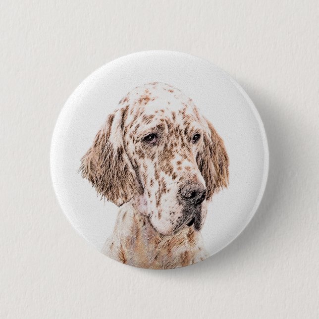 Englischer Setter Orange Belton Malerei Dog Art Button (Vorderseite)