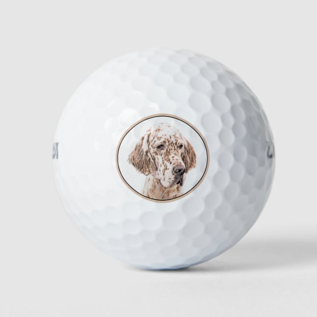 Englischer Setter Orange Belton Malerei Dog Art Golfball (Vorderseite)