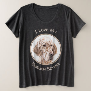 Englischer Setter Orange Belton Malerei Dog Art Große Größe T-Shirt