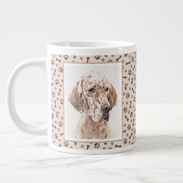 Englischer Setter Orange Belton Malerei Dog Art Jumbo-Tasse (Links)