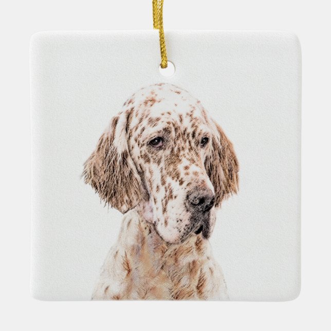 Englischer Setter Orange Belton Malerei Dog Art Keramikornament (Vorderseite)