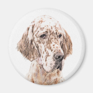 Englischer Setter Orange Belton Malerei Dog Art Magnet