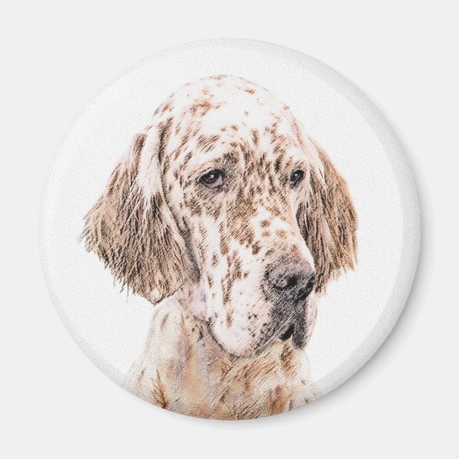 Englischer Setter Orange Belton Malerei Dog Art Magnet (Vorne)