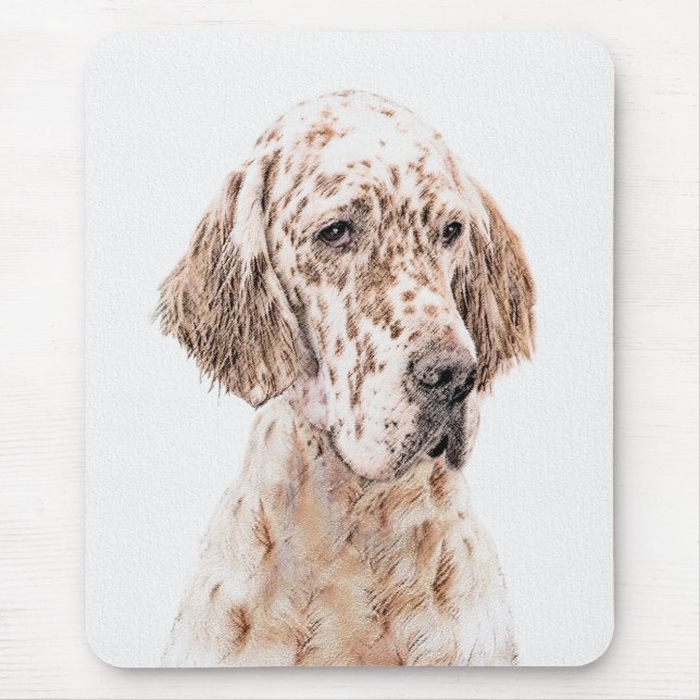 Englischer Setter Orange Belton Malerei Dog Art Mousepad (Vorne)