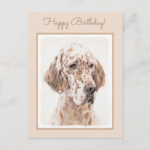Englischer Setter Orange Belton Malerei Dog Art Postkarte