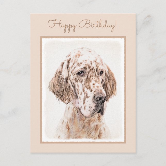Englischer Setter Orange Belton Malerei Dog Art Postkarte (Vorderseite)