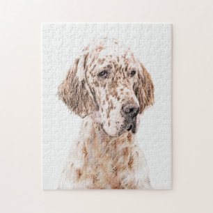 Englischer Setter Orange Belton Malerei Dog Art Puzzle