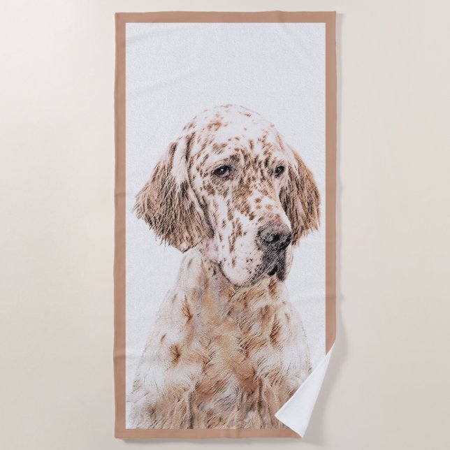 Englischer Setter Orange Belton Malerei Dog Art Strandtuch (Vorderseite)
