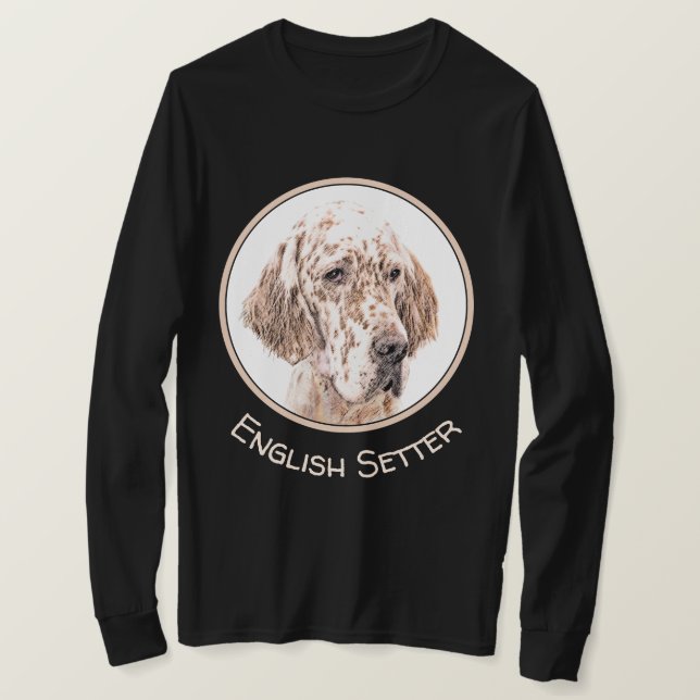 Englischer Setter Orange Belton Malerei Dog Art T-Shirt (Design vorne)