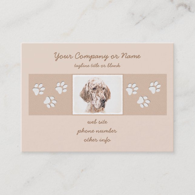 Englischer Setter Orange Belton Malerei Dog Art Visitenkarte (Vorderseite)