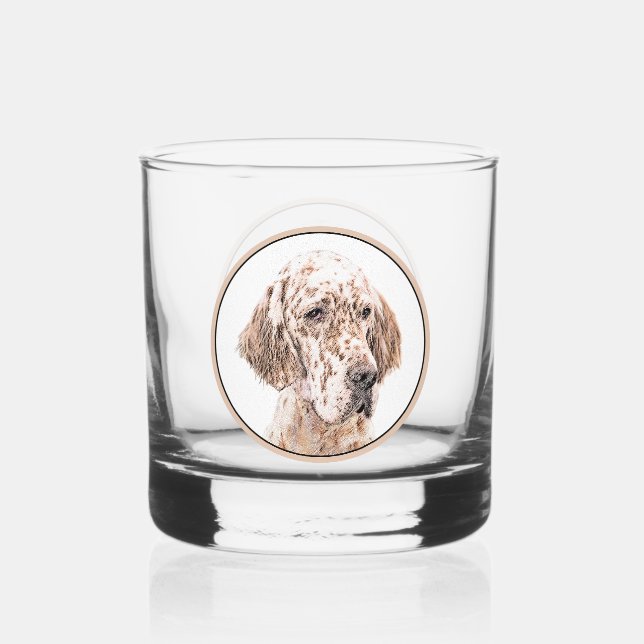 Englischer Setter Orange Belton Malerei Dog Art Whiskyglas (Vorderseite)