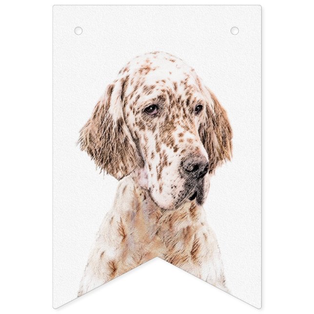 Englischer Setter Orange Belton Malerei Dog Art Wimpelkette (Erste Fahne)