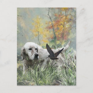 Englischer Setter, Waldschnepfen-Jagdsaison, Kunst Postkarte