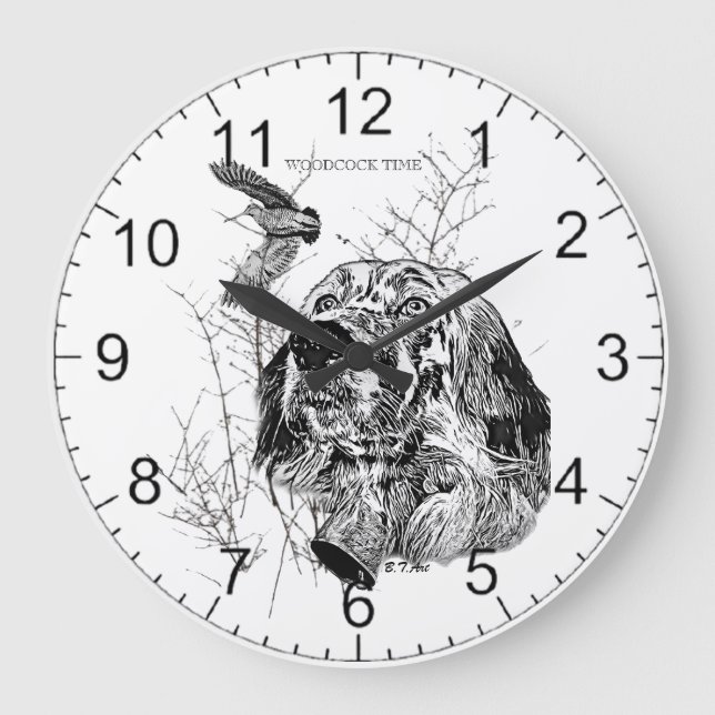 Englischer Setter, Waldschnepfenjagd Große Wanduhr (Vorderseite)