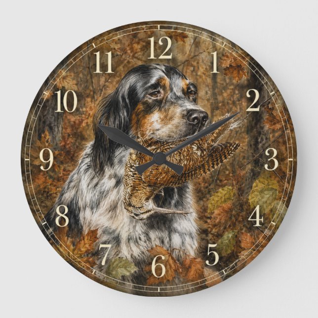 Englischer Setter, Waldschnepfenjagd  Große Wanduhr (Vorderseite)