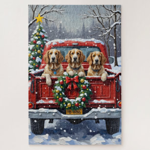 Englischer Setter Weihnachten Rotes Lastwagen Urla Puzzle