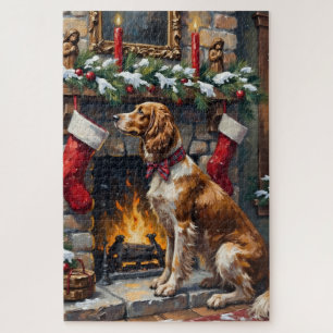 Englischer Setter Weihnachts Kamin Strumpf Puzzle