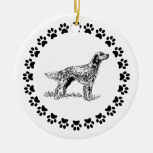 Englischer Setzer mit Pawprints Keramik Ornament