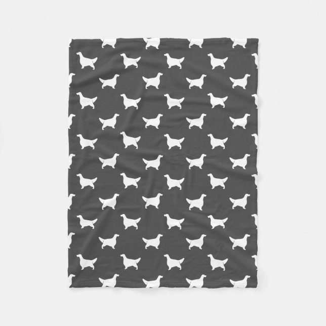 Englischer Setzer-Silhouette-Muster-Grau Fleecedecke (Vorderseite)