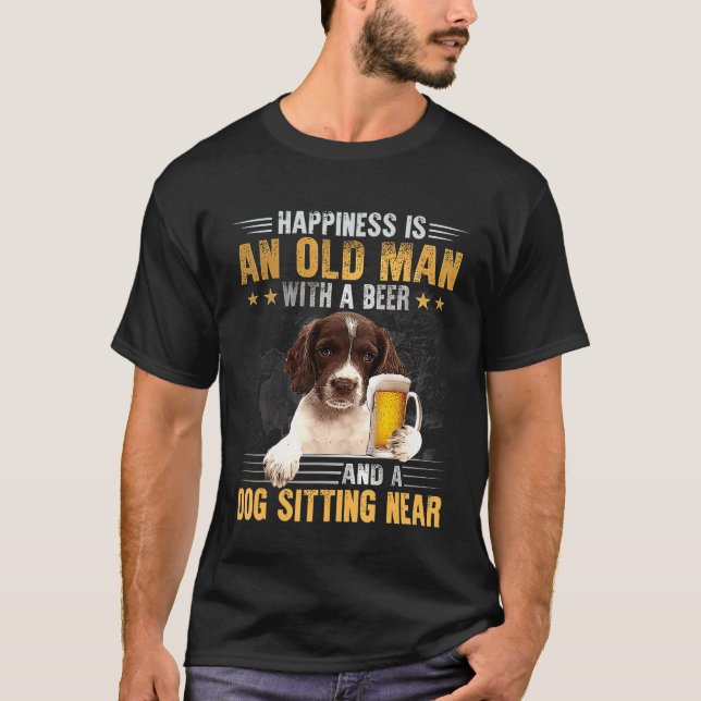 Englischer Springer Spaniel Alter Mann mit einem H T-Shirt (Vorderseite)