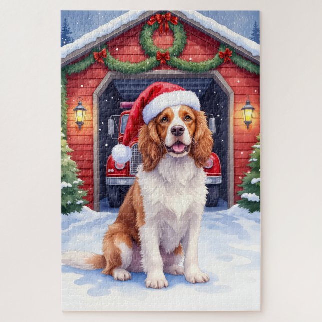 Englischer Springer Spaniel Feuerwehr Santa Puzzle (Vertikal)
