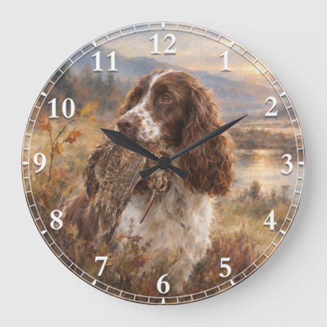 Englischer Springer Spaniel  Große Wanduhr (Vorderseite)