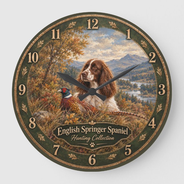 Englischer Springer Spaniel  Große Wanduhr (Vorderseite)