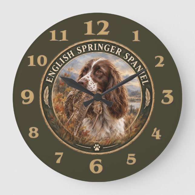 Englischer Springer Spaniel  Große Wanduhr (Vorderseite)