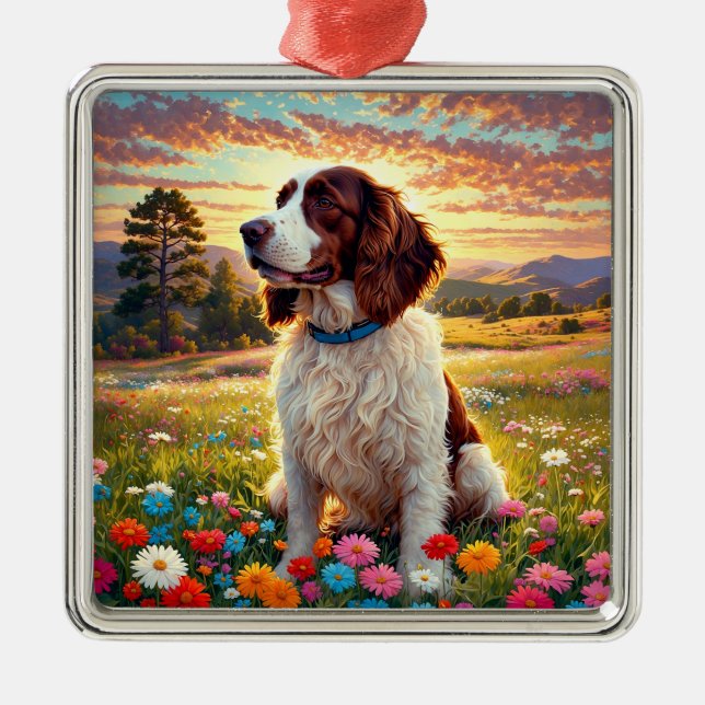 Englischer Springer Spaniel Hund Ornament Aus Metall (Vorne)