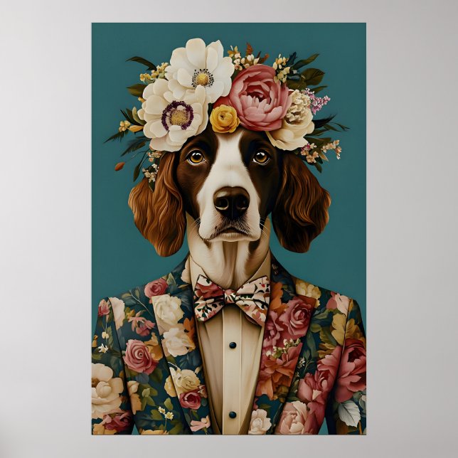 Englischer Springer Spaniel im Anzug Poster, Sprin Poster (Vorne)