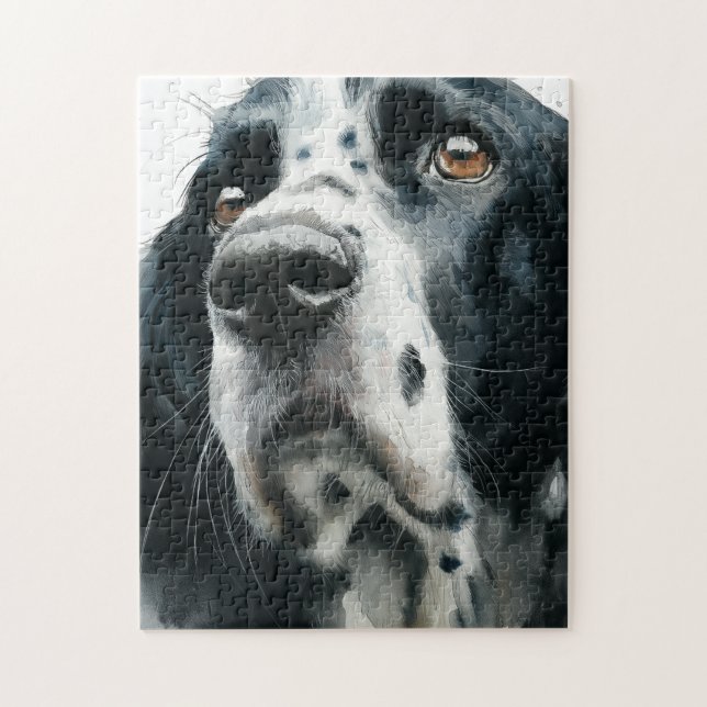 Englischer Springer Spaniel Portrait mit Ticking Puzzle (Vertikal)