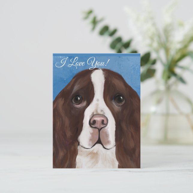 ENGLISCHER SPRINGER SPANIEL    POSTKARTE (Stehend Vorderseite)