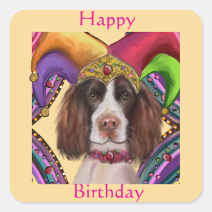 ENGLISCHER SPRINGER SPANIEL QUADRATISCHER AUFKLEBER