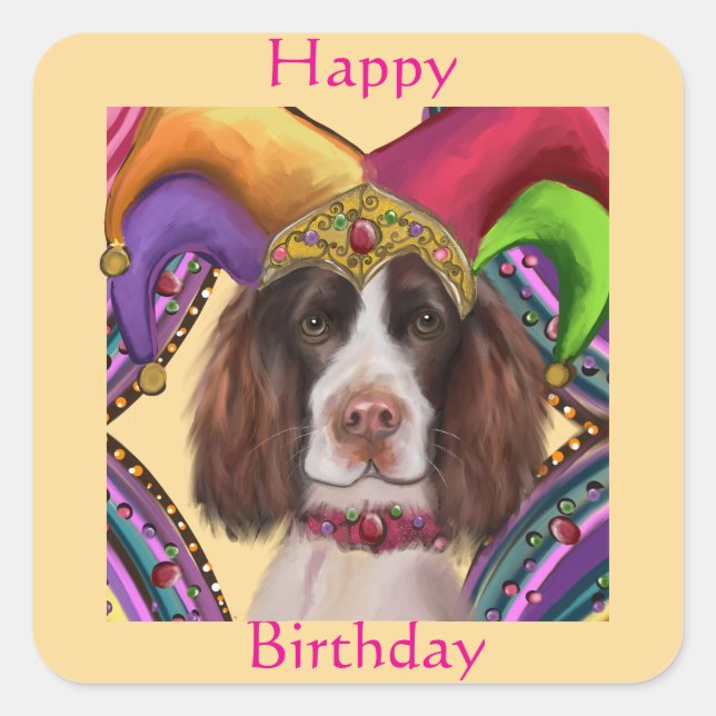 ENGLISCHER SPRINGER SPANIEL  QUADRATISCHER AUFKLEBER (Vorderseite)