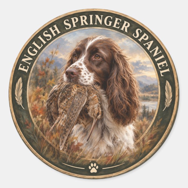 Englischer Springer Spaniel  Runder Aufkleber (Vorderseite)