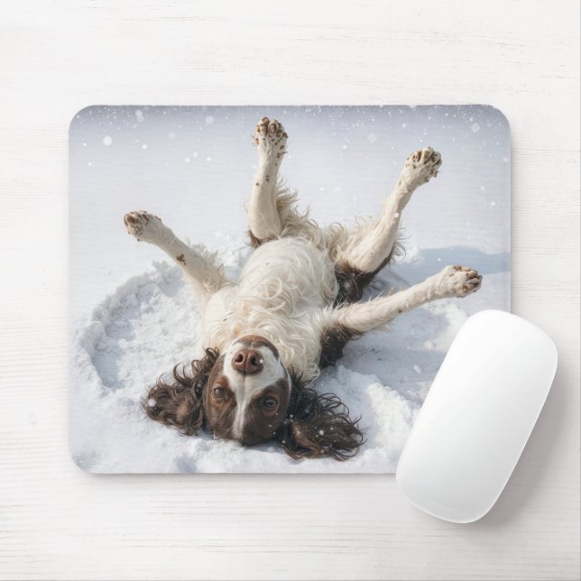 Englischer Springer Spaniel Schneeengel Mousepad (Mit Mouse)