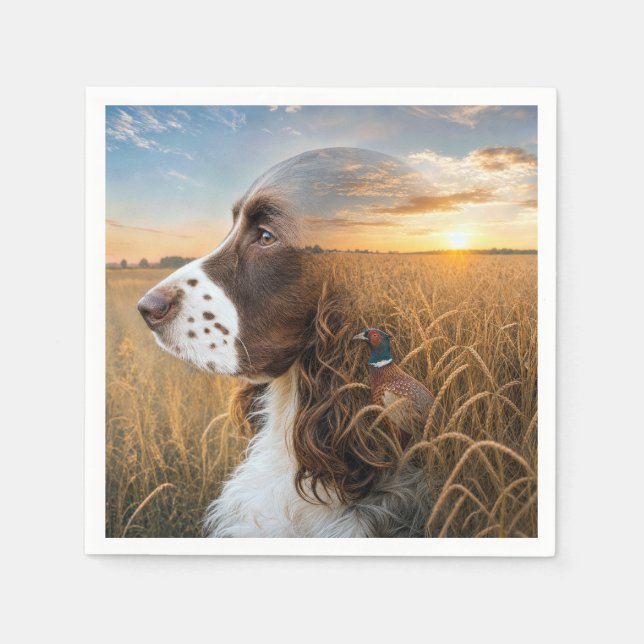 Englischer Springer Spaniel und Fasan Serviette (Vorderseite)
