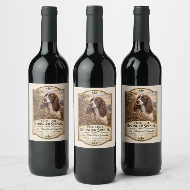 Englischer Springer Spaniel  Weinetikett (Flaschen)