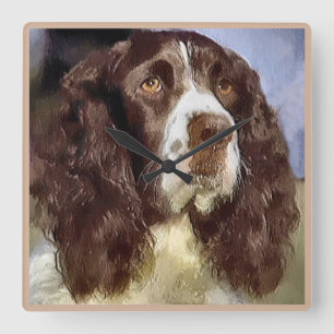 Englischer Springerspaniel-Kunst Quadratische Wanduhr