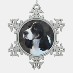 Englischer SpringerSpaniel Schneeflocken Zinn-Ornament