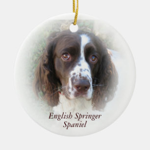 Englischer Springerspaniel-Weihnachtsverzierung Keramik Ornament