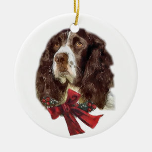 Englischer Springerspaniel-Weihnachtsverzierungen Keramik Ornament