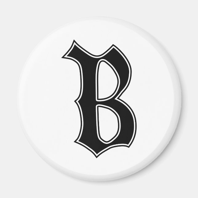 englischer Text gotischer Monogrammbuchstabe B Magnet (Vorne)